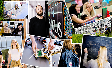 En collage af billeder brugt til at vise livet som studerende